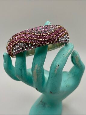 Pink Crystal Pavé Cuff Bracelet - Women Jewelry